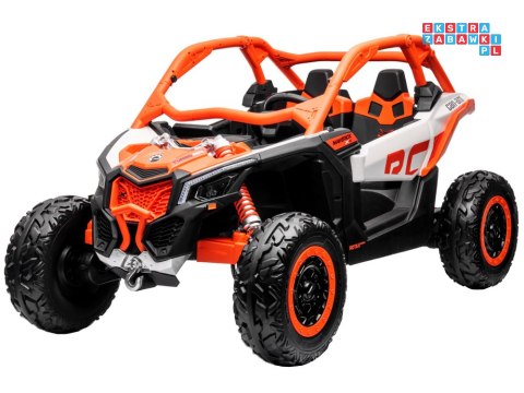 [PA0287] Duże Buggy Can-am Maverick dwuosobowy terenowy na akumulator 4x200W 24V/7Ah pilot wolny start multimedia - pomarańczowy