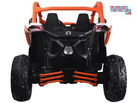 [PA0287] Duże Buggy Can-am Maverick dwuosobowy terenowy na akumulator 4x200W 24V/7Ah pilot wolny start multimedia - pomarańczowy