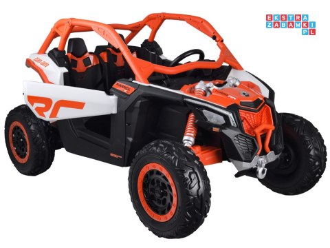 [PA0287] Duże Buggy Can-am Maverick dwuosobowy terenowy na akumulator 4x200W 24V/7Ah pilot wolny start multimedia - pomarańczowy