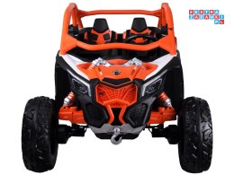[PA0287] Duże Buggy Can-am Maverick dwuosobowy terenowy na akumulator 4x200W 24V/7Ah pilot wolny start multimedia - pomarańczowy