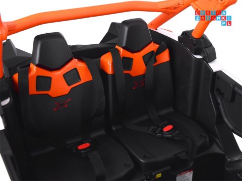 [PA0287] Duże Buggy Can-am Maverick dwuosobowy terenowy na akumulator 4x200W 24V/7Ah pilot wolny start multimedia - pomarańczowy