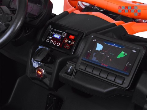 [PA0287] Duże Buggy Can-am Maverick dwuosobowy terenowy na akumulator 4x200W 24V/7Ah pilot wolny start multimedia - pomarańczowy