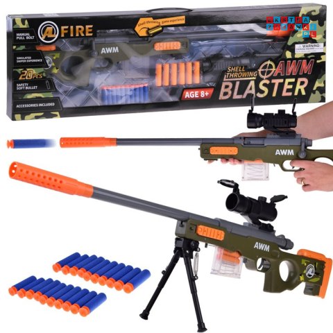 [ZA4632] Duży karabin snajperski naboje łuski celownik magazynek