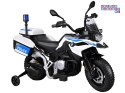 [PA0282] Motocykl BMW Policja na akumulator 2x35W 12V/7Ah kogut kółka boczne sakwy LED - biały