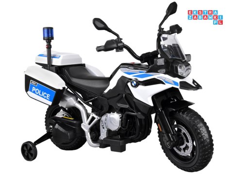 [PA0282] Motocykl BMW Policja na akumulator 2x35W 12V/7Ah kogut kółka boczne sakwy LED - biały