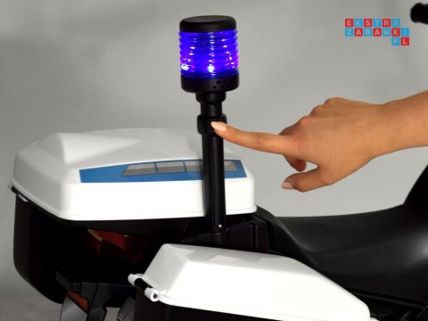 [PA0282] Motocykl BMW Policja na akumulator 2x35W 12V/7Ah kogut kółka boczne sakwy LED - biały