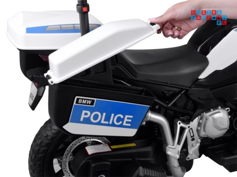 [PA0282] Motocykl BMW Policja na akumulator 2x35W 12V/7Ah kogut kółka boczne sakwy LED - biały