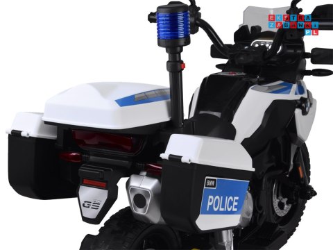[PA0282] Motocykl BMW Policja na akumulator 2x35W 12V/7Ah kogut kółka boczne sakwy LED - biały