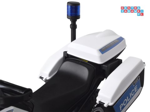 [PA0282] Motocykl BMW Policja na akumulator 2x35W 12V/7Ah kogut kółka boczne sakwy LED - biały