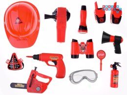 [ZA4698] Duży zestaw strażaka kask piła straż pożarna 13 el.