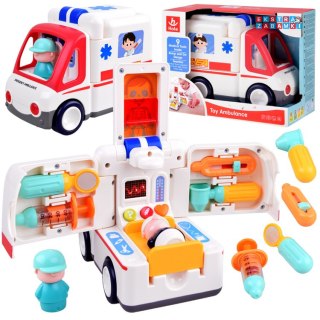 [ZA4540] Interaktywne autko ambulans akcesoria z ludzikami dźwięk światło