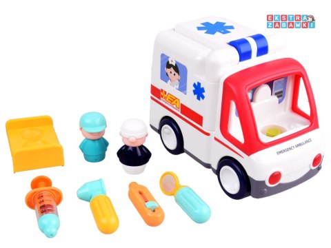 [ZA4540] Interaktywne autko ambulans akcesoria z ludzikami dźwięk światło