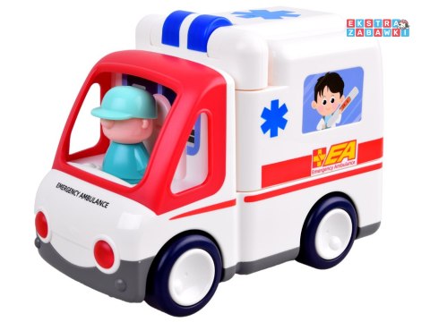 [ZA4540] Interaktywne autko ambulans akcesoria z ludzikami dźwięk światło