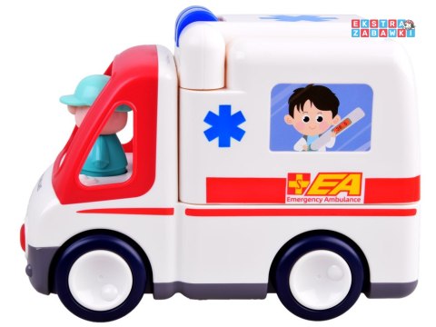 [ZA4540] Interaktywne autko ambulans akcesoria z ludzikami dźwięk światło