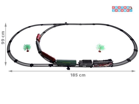 [RC0622] Kolejka elektryczna pociąg 185x99cm dymi paruje efekt dźwiękowy