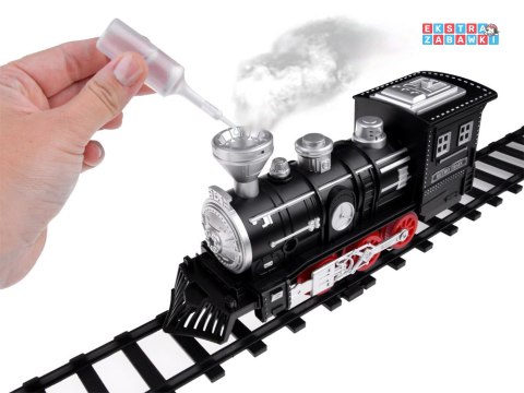 [RC0629] Kolejka z torami lokomotywa z wagonami para wodna światło