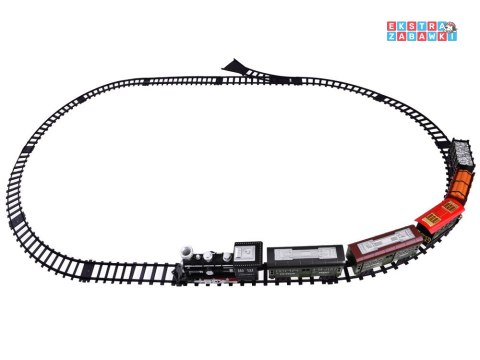 [RC0629] Kolejka z torami lokomotywa z wagonami para wodna światło