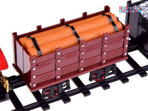 [RC0629] Kolejka z torami lokomotywa z wagonami para wodna światło
