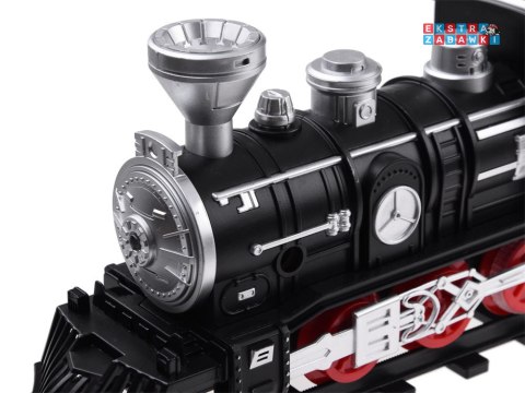 [RC0629] Kolejka z torami lokomotywa z wagonami para wodna światło