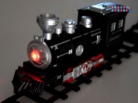 [RC0629] Kolejka z torami lokomotywa z wagonami para wodna światło