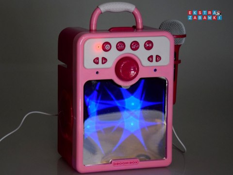 [IN0166] Muzyczny głośnik różowy Boombox dla dzieci z mikrofonem