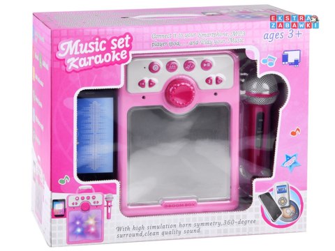 [IN0166] Muzyczny głośnik różowy Boombox dla dzieci z mikrofonem