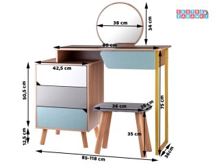 [ZA4828] Nowoczesna drewniana toaletka lustro taboret dla dziewczynki dzieci