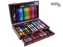 [AP0004] Zestaw artystyczny drewniana walizka 123el. przybory plastyczne
