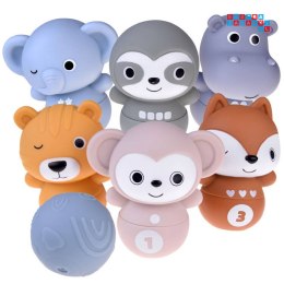 [ZA4818] Zestaw gumowych zwierzaków kręgle sensoryczne piłka ZOO dla dzieci