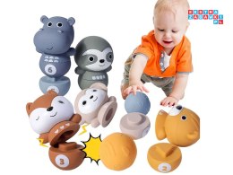 [ZA4818] Zestaw gumowych zwierzaków kręgle sensoryczne piłka ZOO dla dzieci