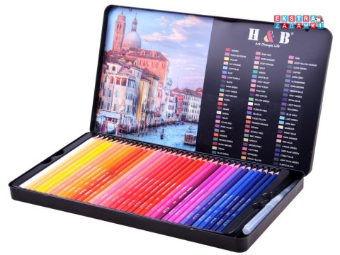 [AP0006] Zestaw kredki akwarelowe 72 kolory etui zestaw w metalowym piórniku