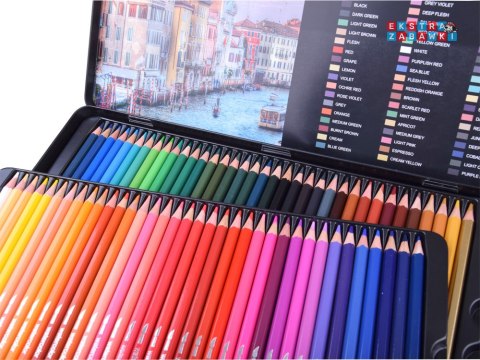 [AP0006] Zestaw kredki akwarelowe 72 kolory etui zestaw w metalowym piórniku
