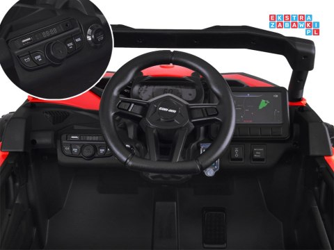 [PA0299] Buggy Can-Am Maverick 4x4 800W na akumulator 4x200W 24V/5Ah EVA ekoskóra - czerwony