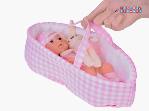 [ZA5007 RO] Bobas lalka noworodek ubrana różowa czapka sukienka maskotka królik