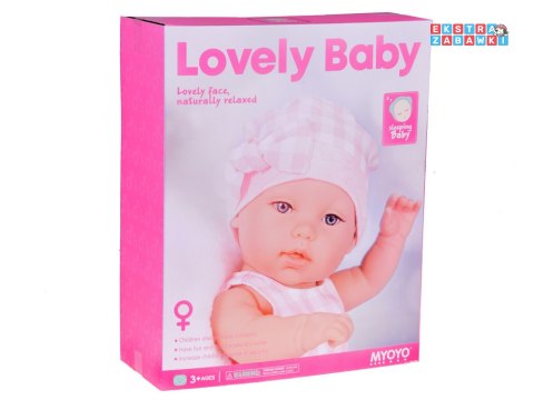 [ZA5007 RO] Bobas lalka noworodek ubrana różowa czapka sukienka maskotka królik