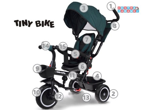 [SP0650 ZI] Rowerek dziecięcy trójkołowy Tiny Bike 3w1 z daszkiem orbacany