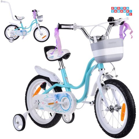 RoyalBaby uroczy Rower 14" Little Swan wstążki koszyk kółka boczne RB14-18