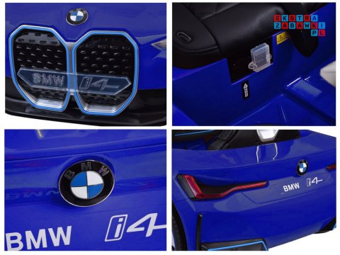 [PA0310] Autko BMW i4 na akumulator 12V/7Ah z pilotem led EVA ekoskóra - niebieski