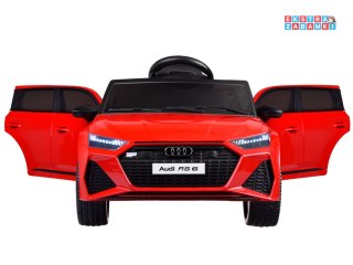 Czerwone Audi RS 6 na akumulator - 2x25W, 12V/7Ah, EVA, ekoskóra, MP3 - [PA0297]