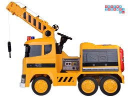 [PA0317] Duży dźwig na akumulator 12V/10Ah ruchomy hak światło dźwięk bujanie - żółty