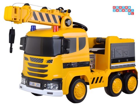 [PA0317] Duży dźwig na akumulator 12V/10Ah ruchomy hak światło dźwięk bujanie - żółty