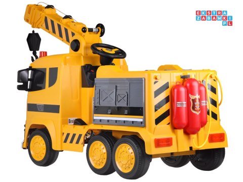 [PA0317] Duży dźwig na akumulator 12V/10Ah ruchomy hak światło dźwięk bujanie - żółty