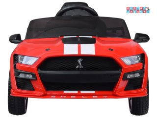 Czerwony Ford Mustang Shelby GT500 na akumulator - 2x35W, 12V/10Ah, pilot, EVA, bluetooth - [PA0306]