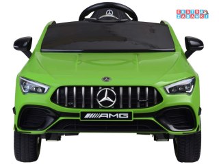 Zielony Mercedes AMG CLA 45S na akumulator - 4x4, 12V/10Ah, efekt bujania, Bluetooth, pilot - [PA0307]
