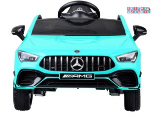 Miętowy Mercedes AMG CLA 45S na akumulator - 4x4, 12V/10Ah, efekt bujania, Bluetooth, pilot - [PA0307]