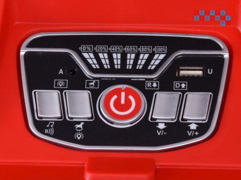 [PA0316] Straż pożarna wóz strażacki na akumulator 2x45W 12V/10Ah sikawka bujanie - czerwony