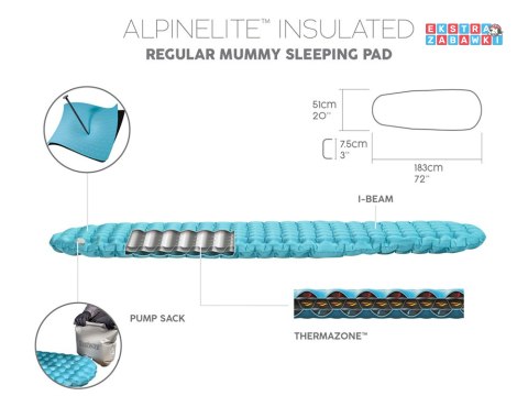 Bestway karimata pod śpiwór AlpineLite Regular Mummy 183x51x7,5 cm 69612