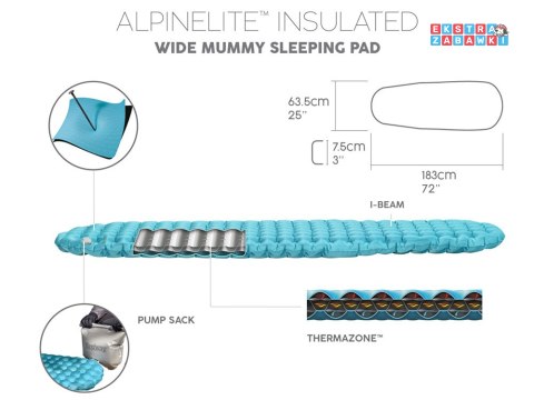 Bestway materac karimata pod śpiwór AlpineLite 183 x 63,5 x 7,5cm 69613