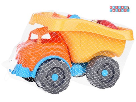 [ZA5076] Duży zestaw auto wywrotka do piasku, foremki, łopatka, grabki