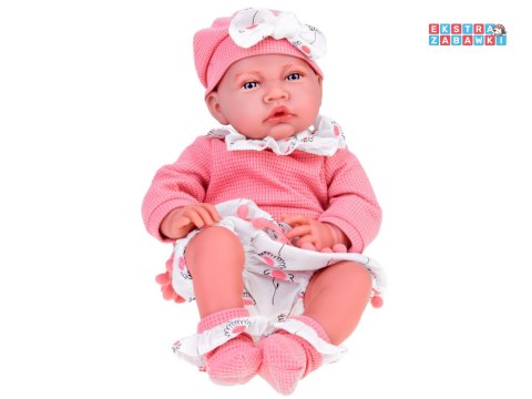 [ZA5188] Lalka Bobas 45 cm dziewczynka miękka i interaktywna różowy komplet